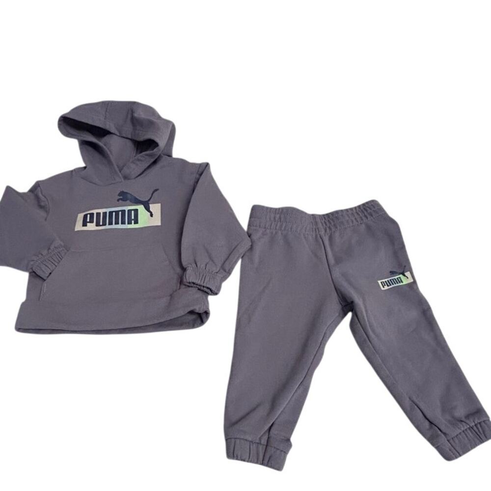 Puma girls sz 12 mth Muted purple color 2 piece jogger set w/hoodie